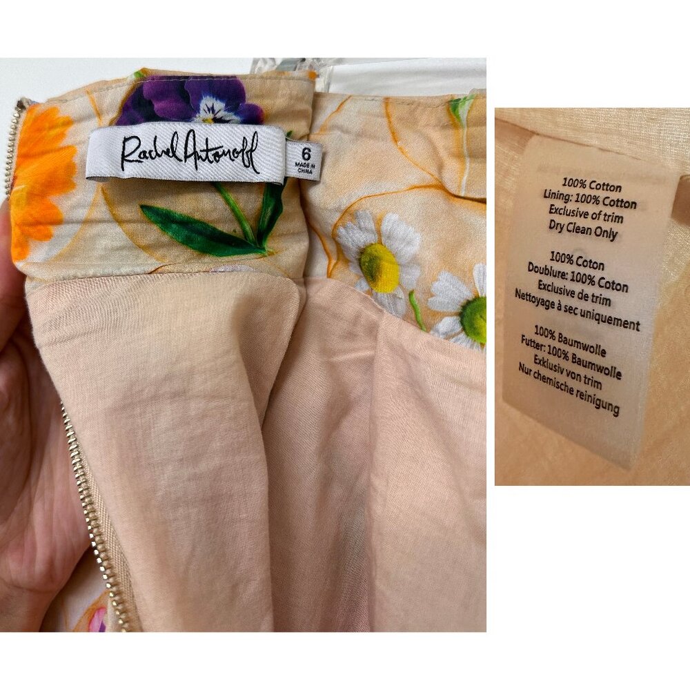 Rachel Antonoff Vinita Pleated Midi Skirt Loria's Cookies Floral Beige Dots 6 - Picture 3 of 10